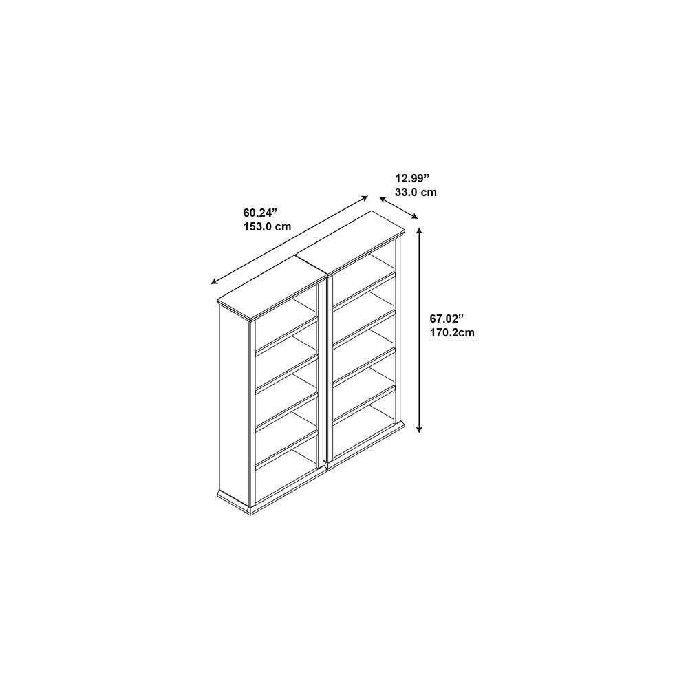 White Oak 5 Shelf Bookcase Set of 2 J54153