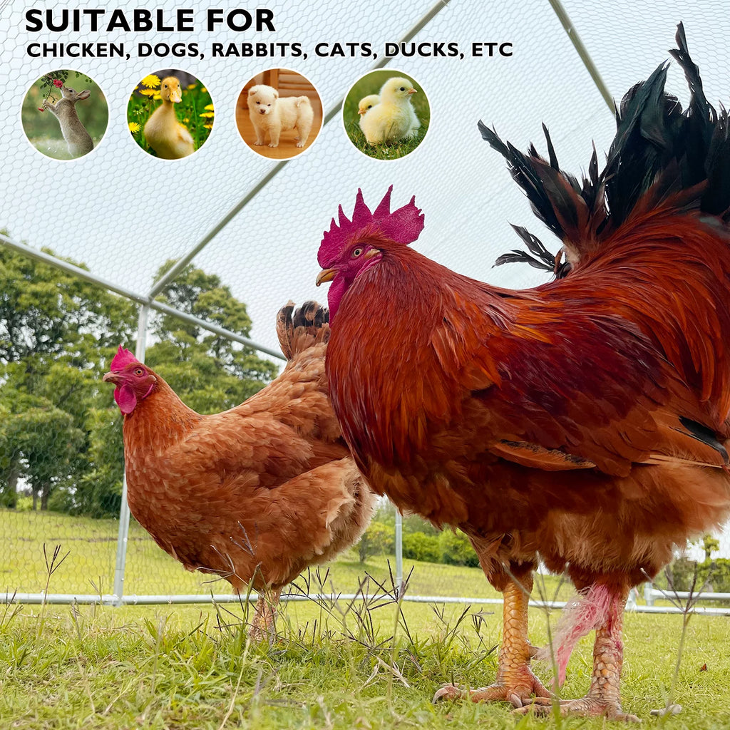 10x26ft Metal Walk-in Chicken Coop with Cover O457484