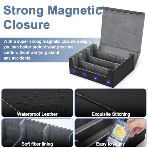 Trading Card Storage Box 1800+ Leather Magnetic Closure T74523
