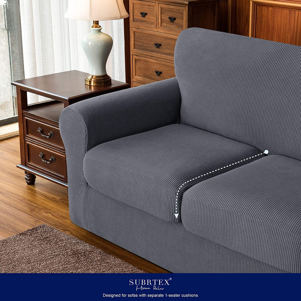 3-Piece High Spandex Textured Grid Sofa Slipcover M68501
