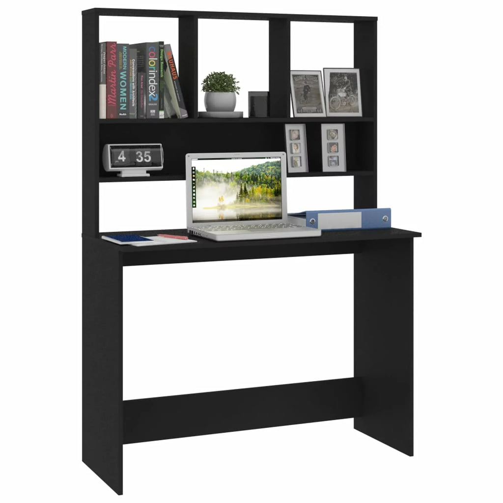 Black Computer Desk with Storage Shelves P77367