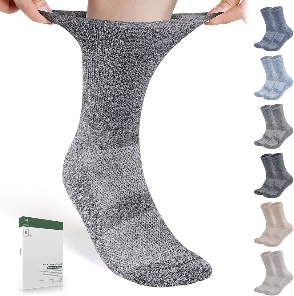 6 Pairs Non Binding Seamless Toe Diabetic Socks H353568