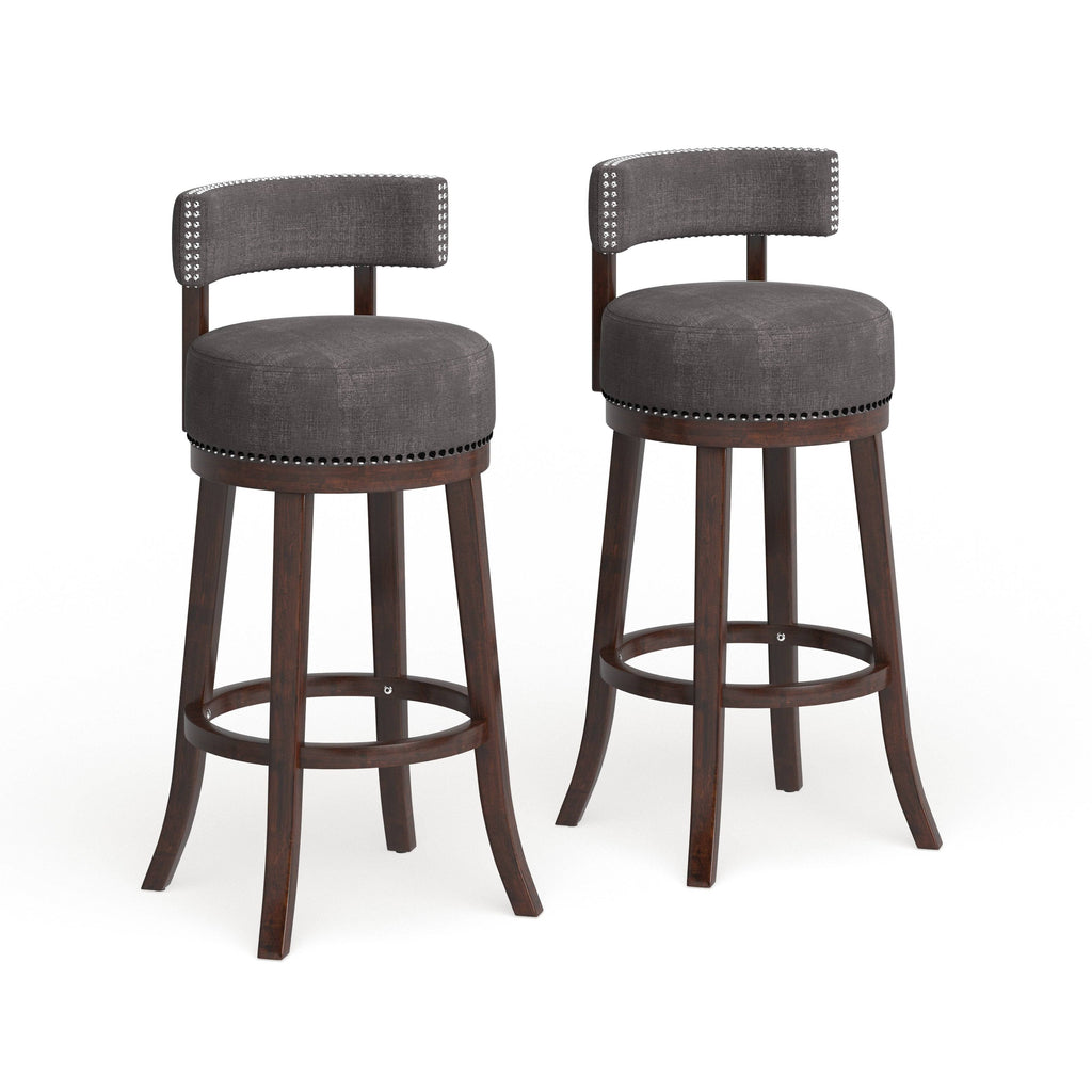 Grey Nailhead Swivel Barstool Set of 2 P13714