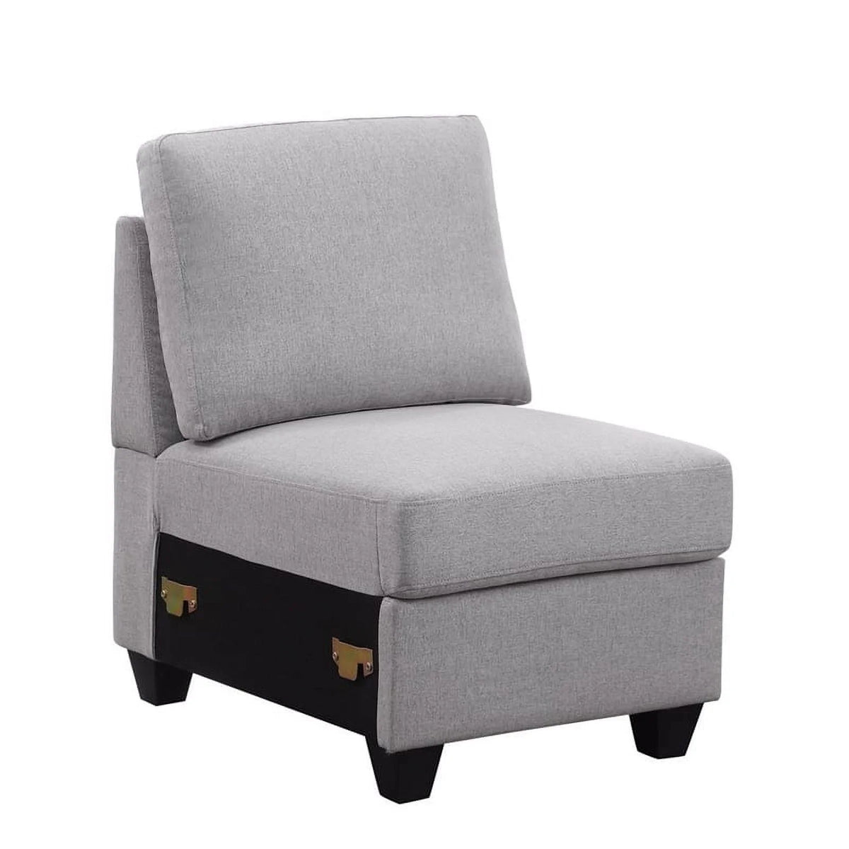 Light Gray Reversible Fabric Sectional Sofa with Ottoman Y115