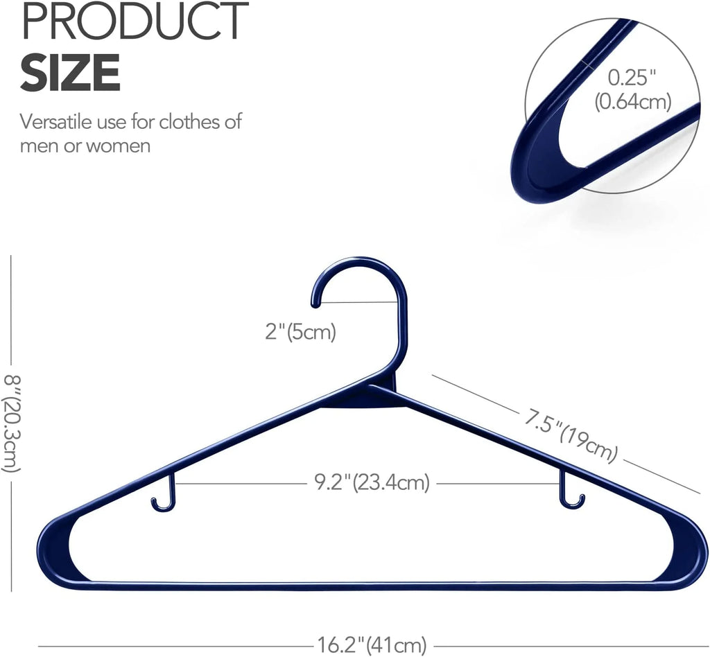 60 Pack Navy Blue Plastic Clothes Hangers A208064