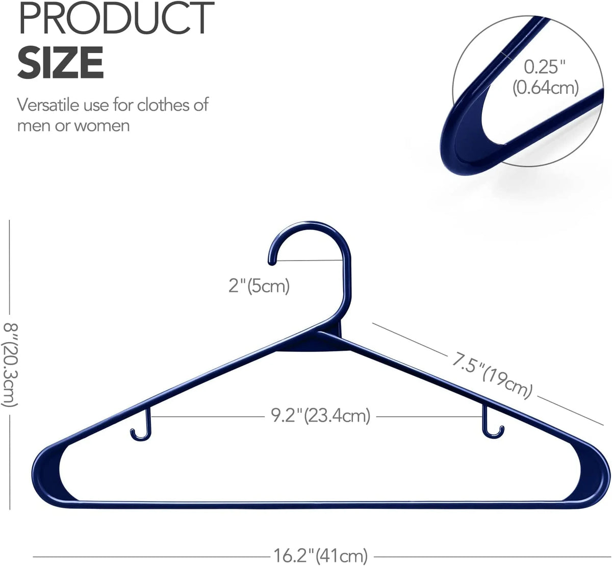 60 Pack Navy Blue Plastic Clothes Hangers A208064