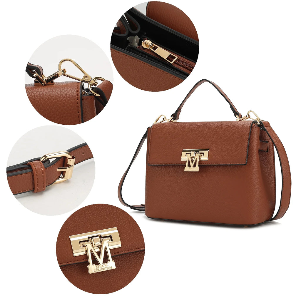 Black Vegan Leather Satchel & Wristlet Wallet Q96024