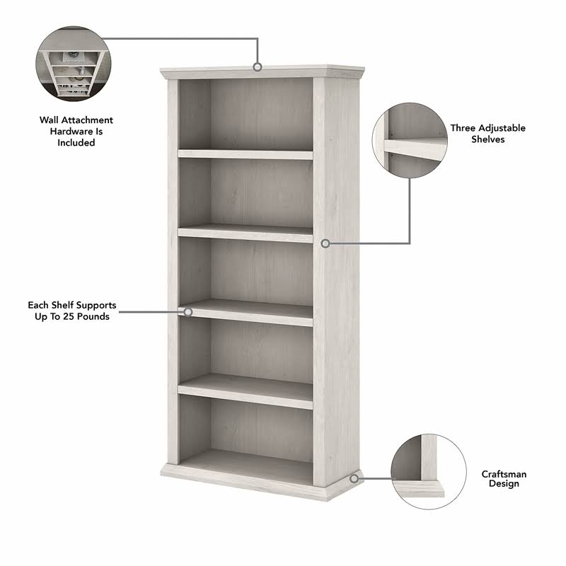 White Oak 5 Shelf Bookcase Set of 2 J54153