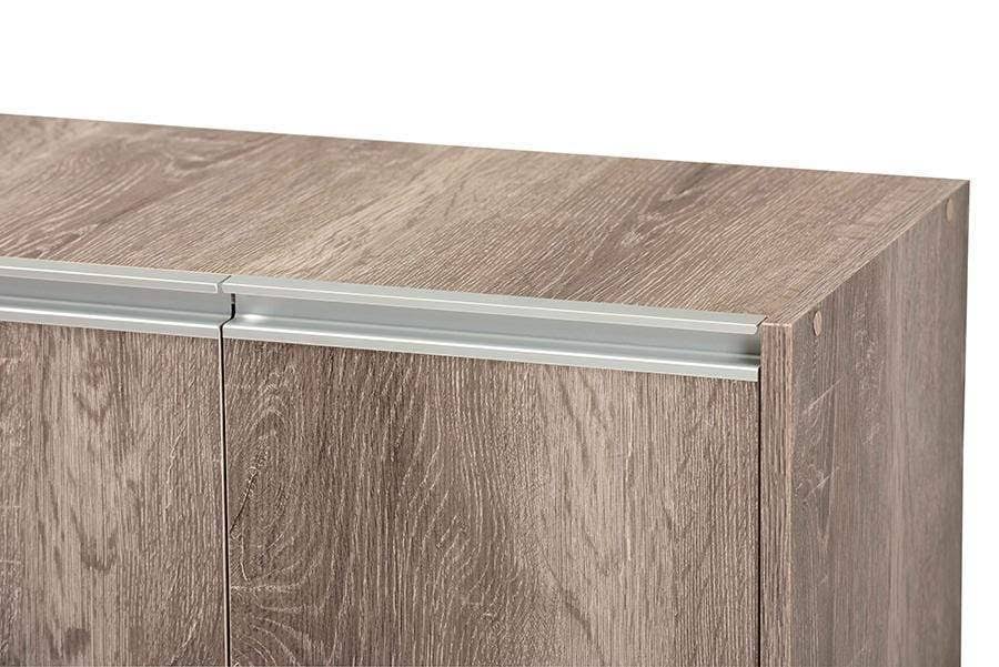 Weathered Oak Finished Wood 2-Door Shoe Cabinet I9964