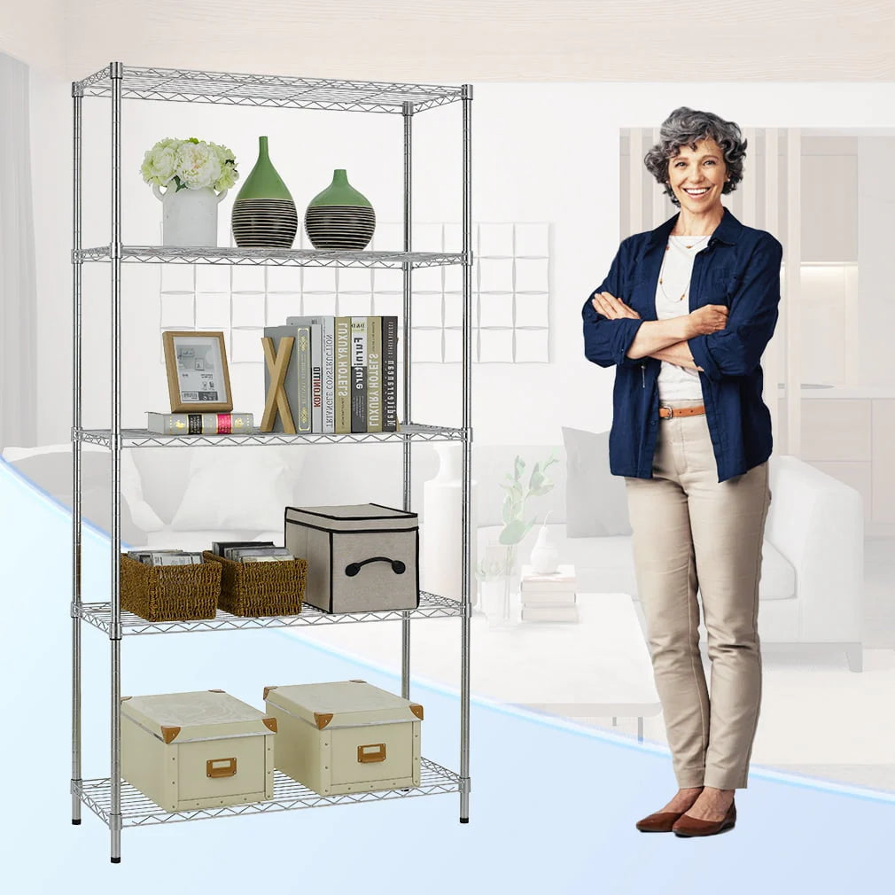 5 Tier Wire Shelving Unit Black M579