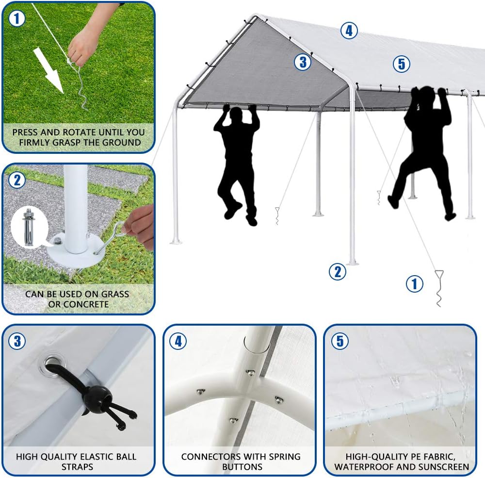 10x20 Canopy Tent Metal Carport R110