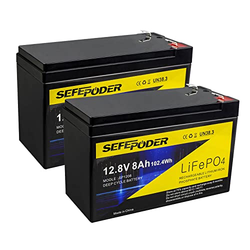 2 Pack 12V 15Ah LiFePO4 Deep Cycle Rechargeable Battery with 16A BMS Q92386