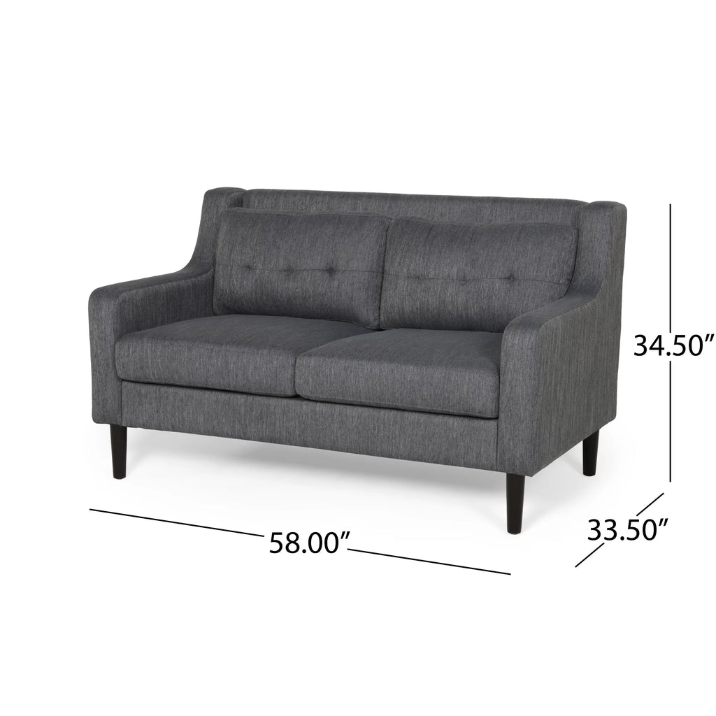 Charcoal Dark Brown Fabric Loveseat Q564