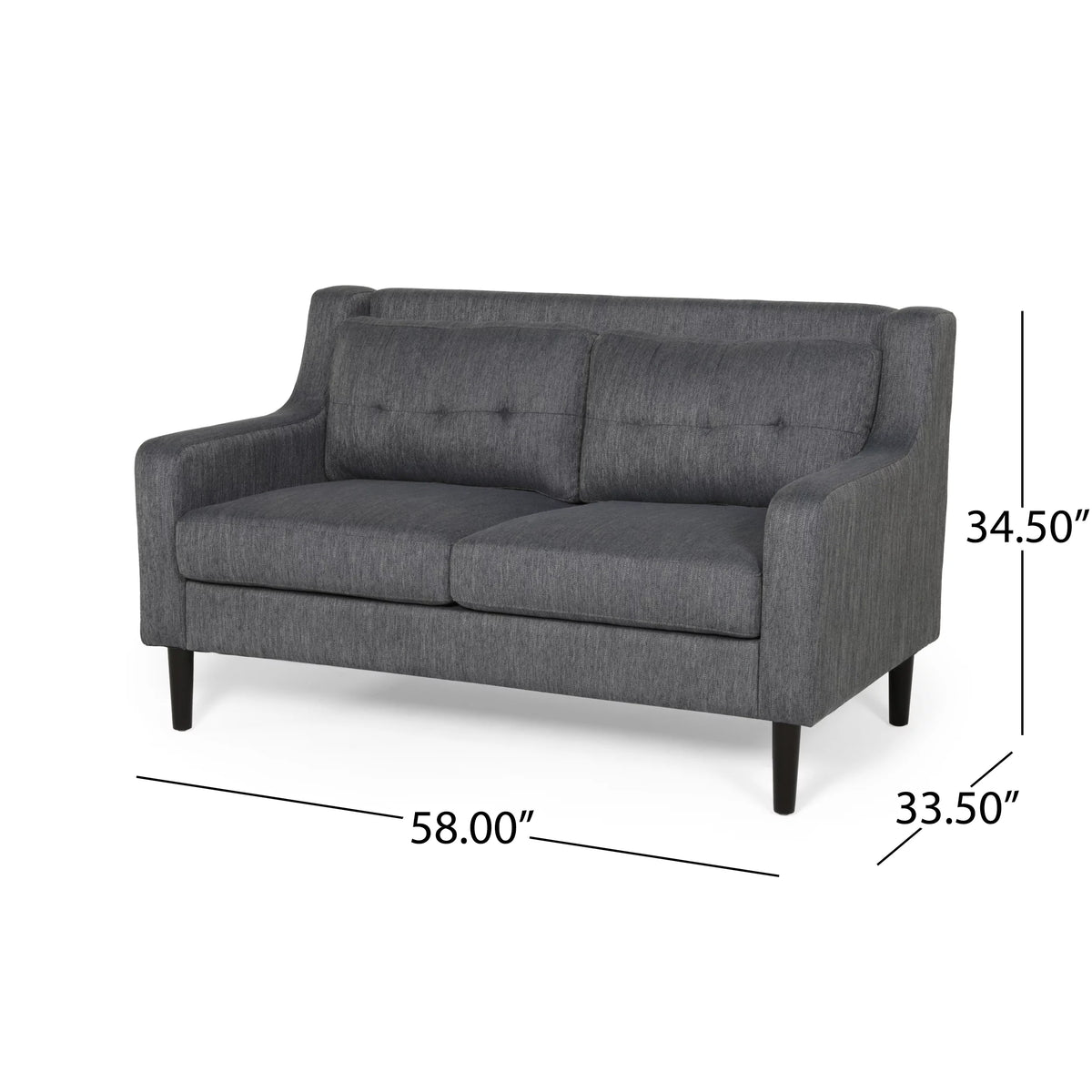 Charcoal Dark Brown Fabric Loveseat Q564