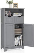 Grey Bathroom Floor Storage Cabinet with Open Shelf Z69129