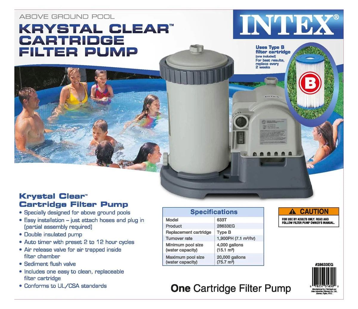 2500 GPH Swimming Pool Filter Pump + Replacement Filter Cartridge 3 Pack X735873