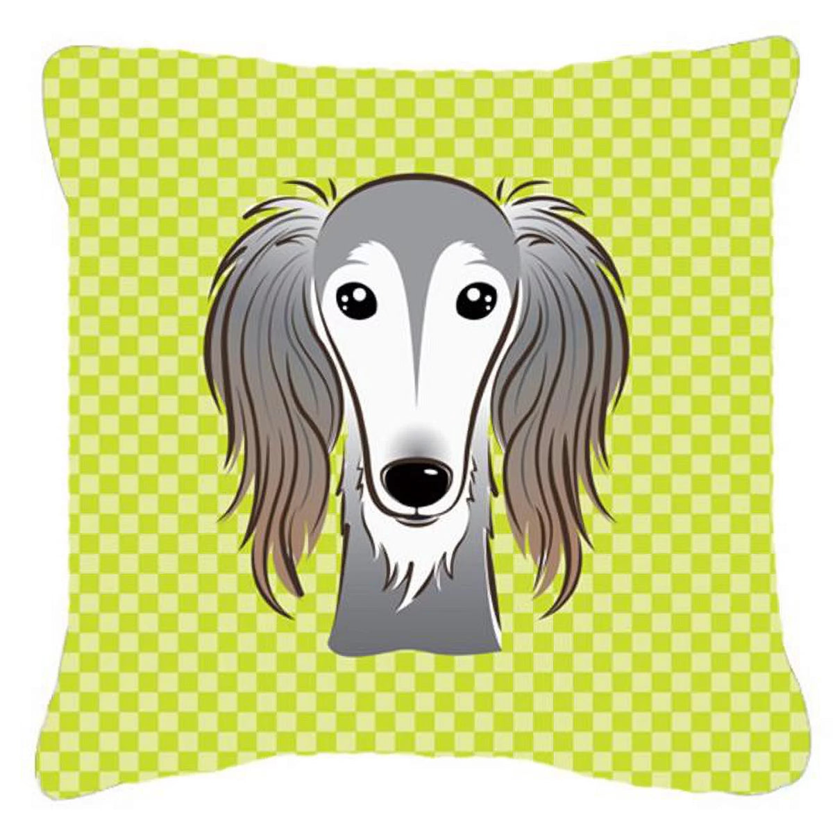 Lime Green Checkerboard Decorative Pillow 14 x 14 In. N4274