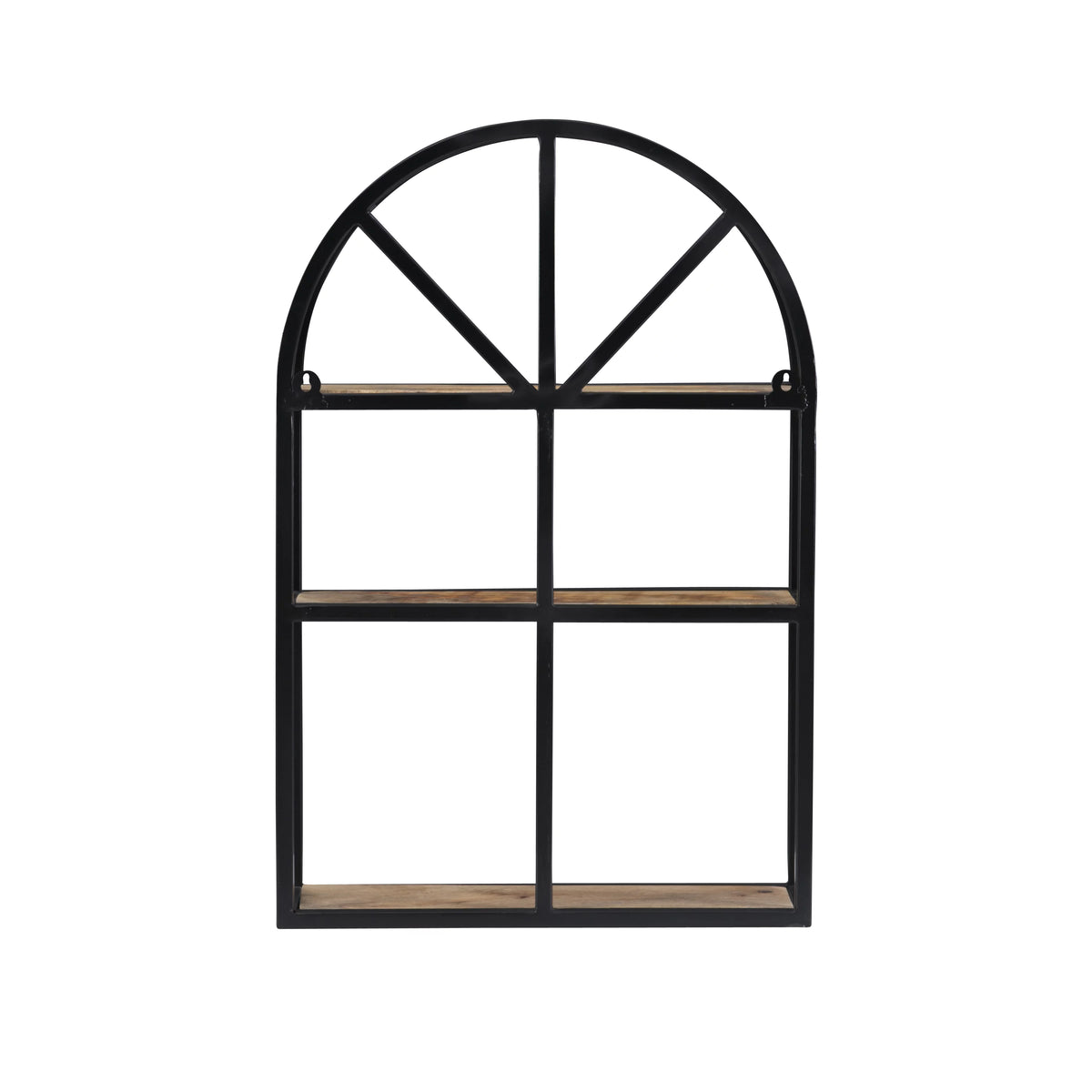 Black Metal Natural Mango Wood 3-Tier Wall Shelves L231