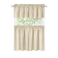 Tan & White Window Curtain Set U956