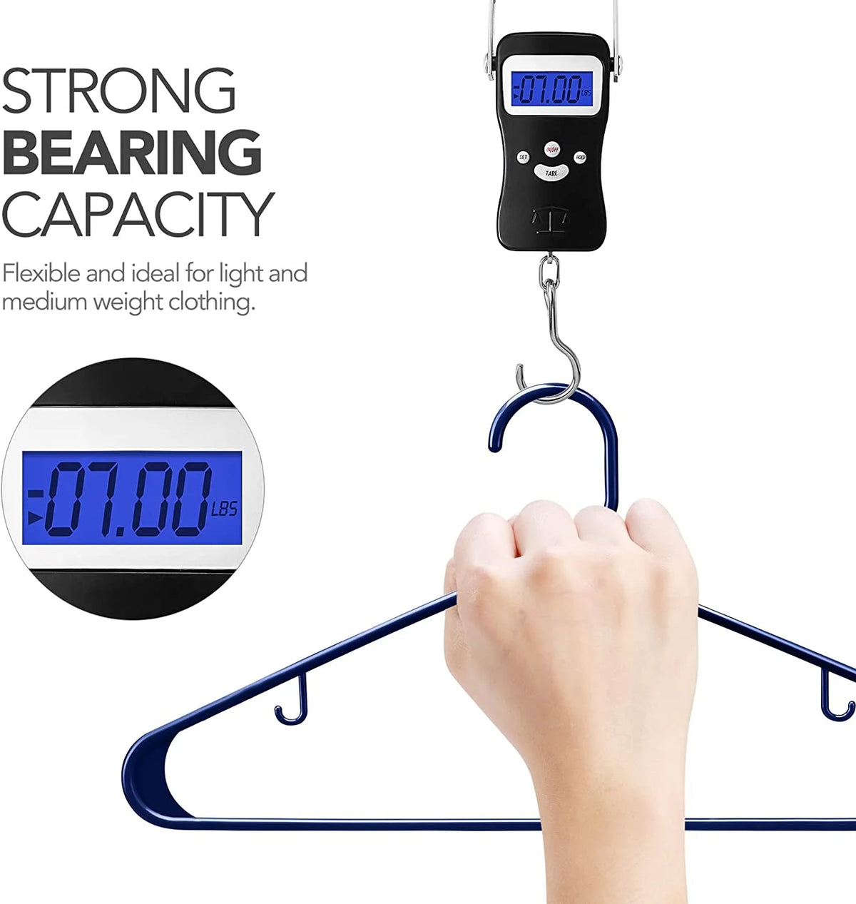 60 Pack Navy Blue Plastic Clothes Hangers A208064
