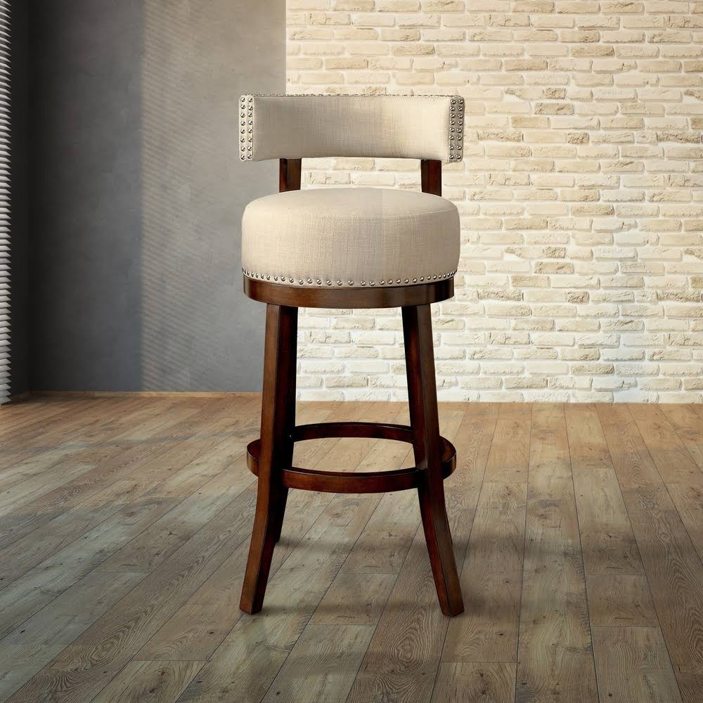 Grey Nailhead Swivel Barstool Set of 2 P13714