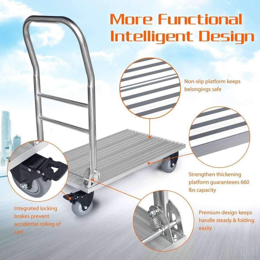 Folding Aluminum Platform Truck Cart with Swivel Wheels W9812