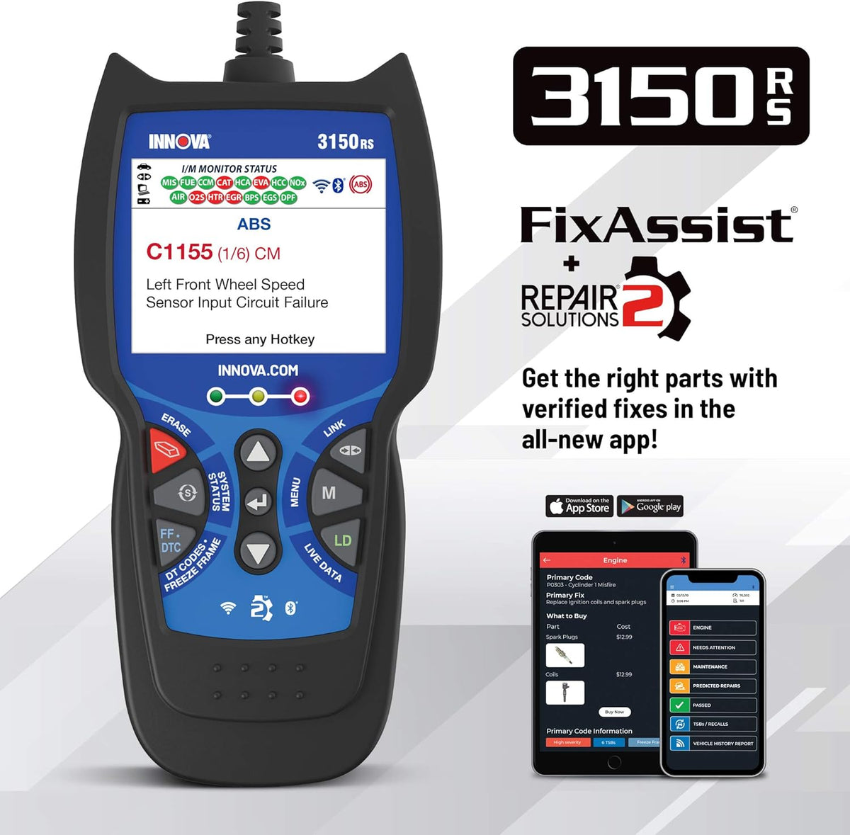 OBD2 Scanner Car Code Reader with ABS SRS Live Data N10466