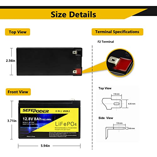 2 Pack 12V 15Ah LiFePO4 Deep Cycle Rechargeable Battery with 16A BMS Q92386