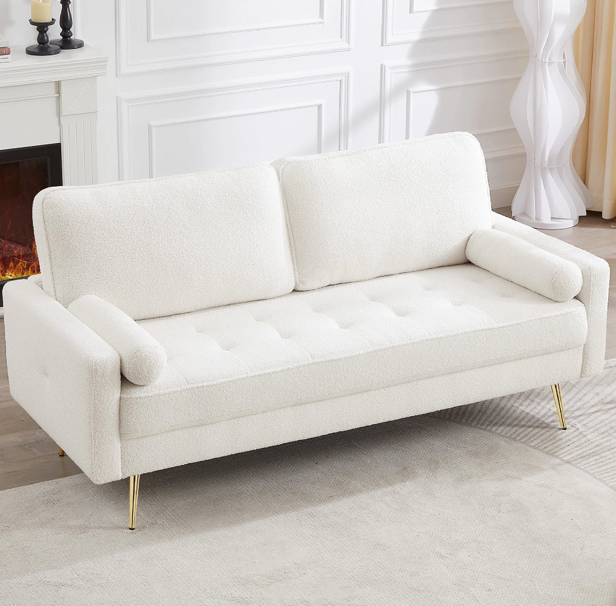 2 Seater Boucle Sofa with 2 Pillow V154474