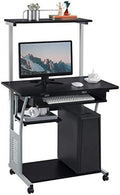 Black 3 Tier Computer Desk with Printer Shelf and Keyboard Tray E7822