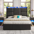 Queen Platform Bed Frame with High Headboard and Charging Station L67645