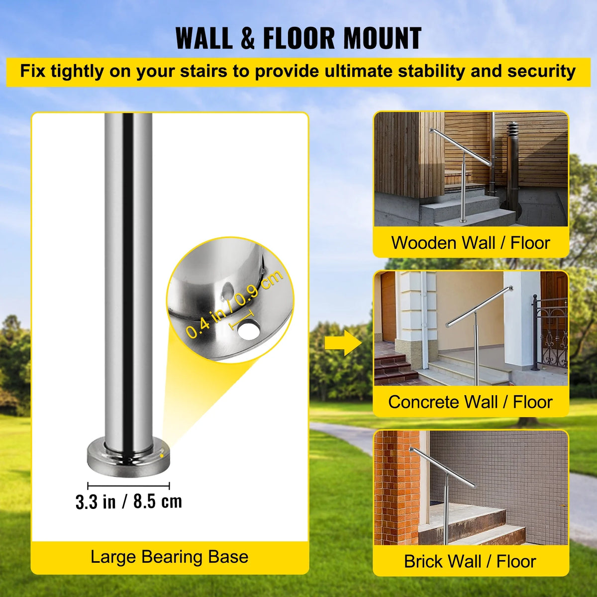 Stainless Steel 1 Step Handrail 80 x 90 CM W722966