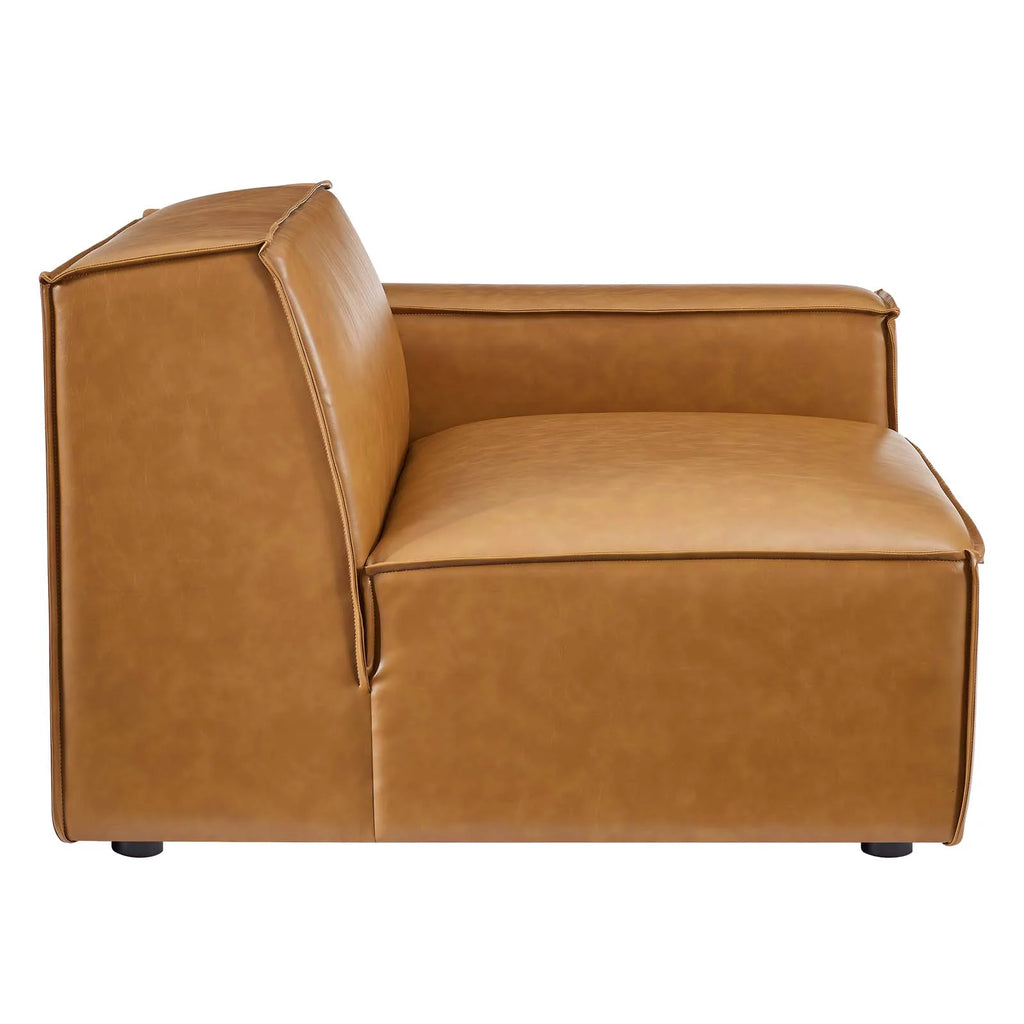 5-Piece Vegan Leather Sectional Sofa in Tan Q7963
