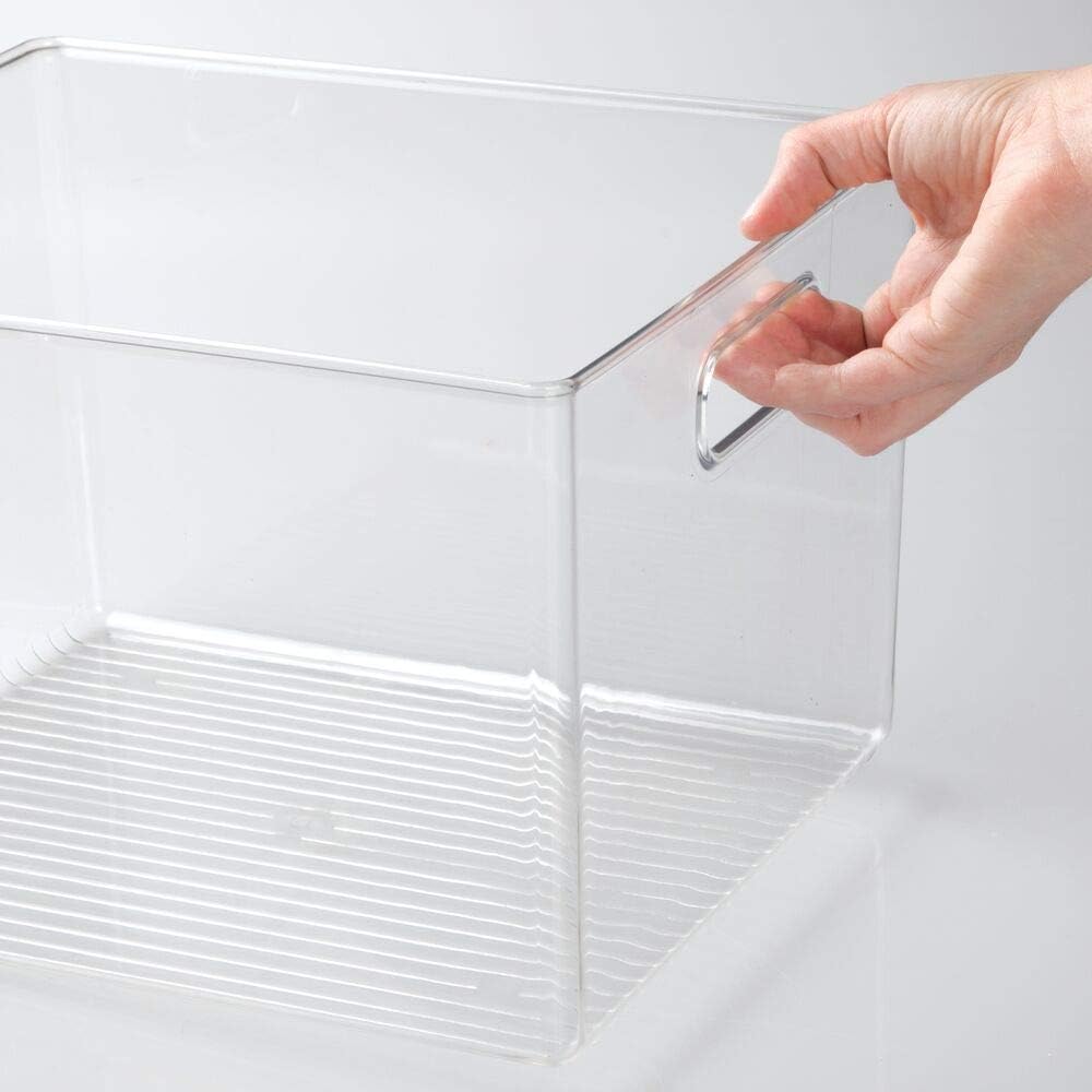Clear 8 Pack Stackable Plastic Storage Organizer Bin Basket with Handle U1381