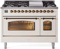 48 Dual Fuel Natural Gas Range Antique White Bronze Trim T19926
