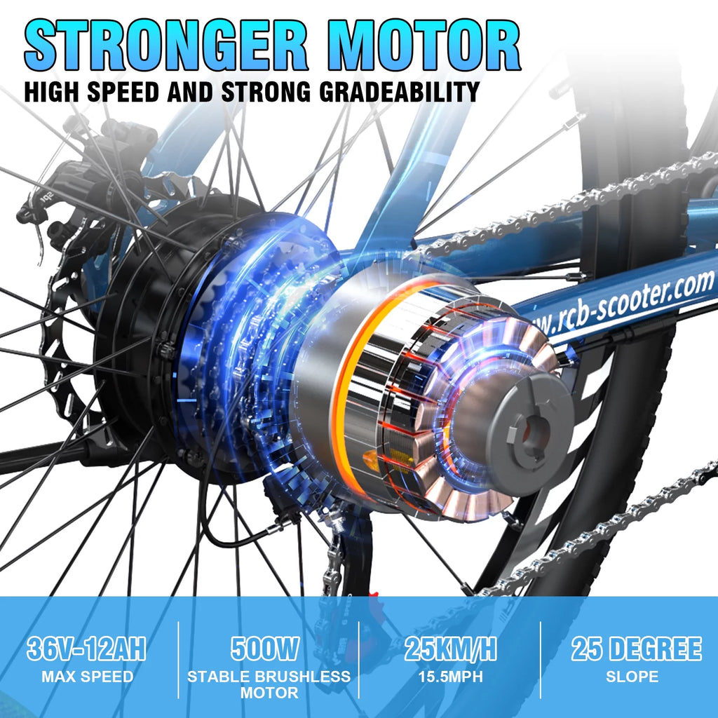 500W 26 Electric Mountain Bike with 36V 12 Ah Removable Lithium-Ion Battery X531482