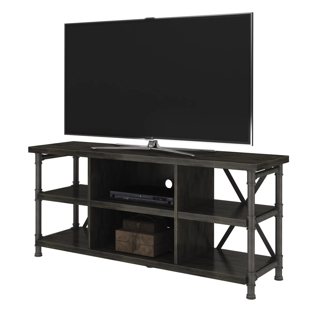 Industrial TV Stand with Metal Pipe Frame I319