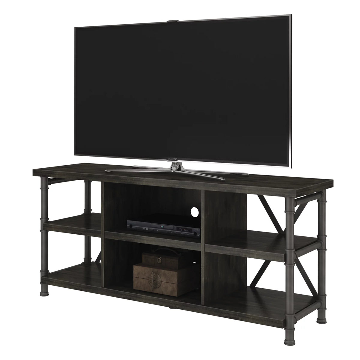 Industrial TV Stand with Metal Pipe Frame I319