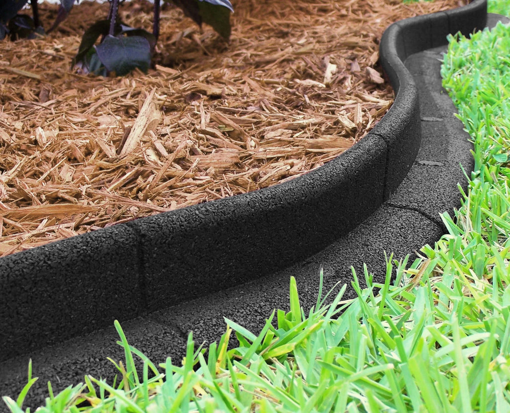 Black Rubber No Dig Landscape Garden Border Edging 3 x 48 Pack 6 R2265