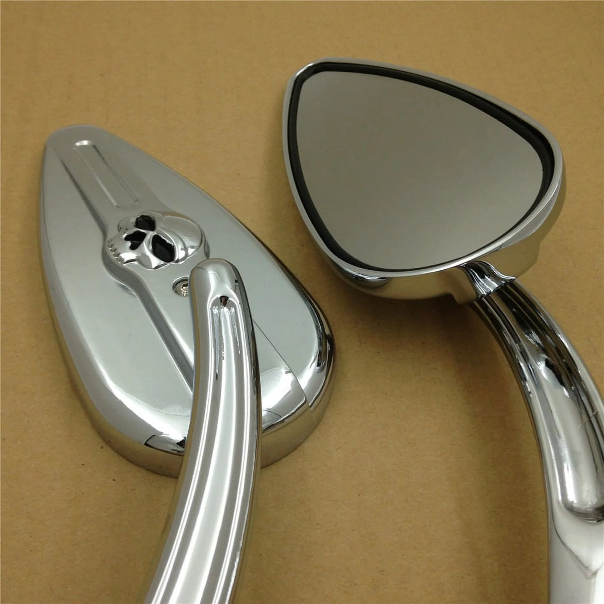 Skull Flame Side Mirrors chrome D984