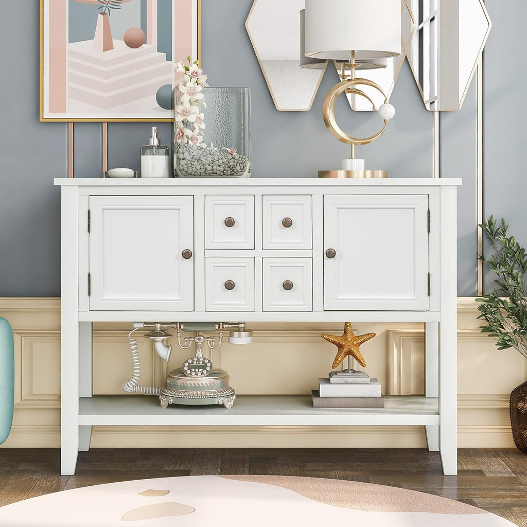Solid Wood Console Table with 3 Drawers, 2 Cabinet and 1 Shelf I485036