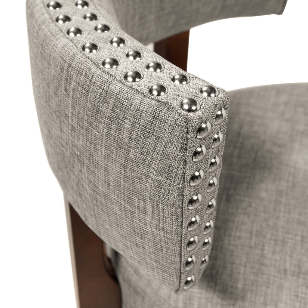 Grey Nailhead Swivel Barstool Set of 2 P13714