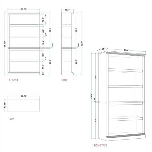 5 Shelf Bookcase with 3 Adjustable Shelves in Salt Oak K608