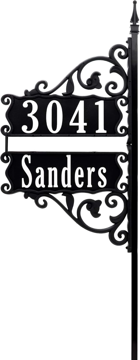 Handcrafted Double Sided Reflective Address Sign on 47 Pole G225