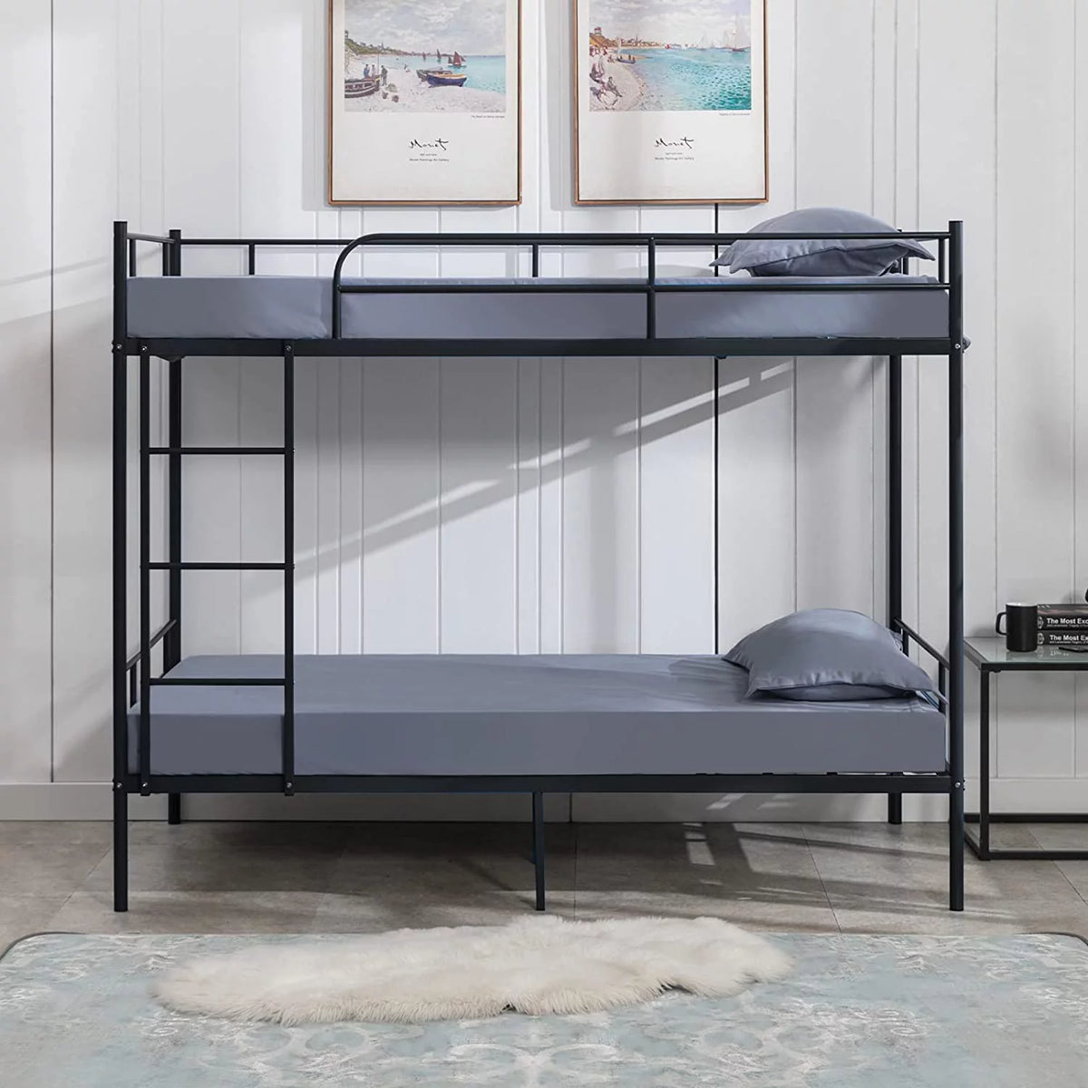 Twin over Twin Bunk Bed with Ladder and Guardrail W892
