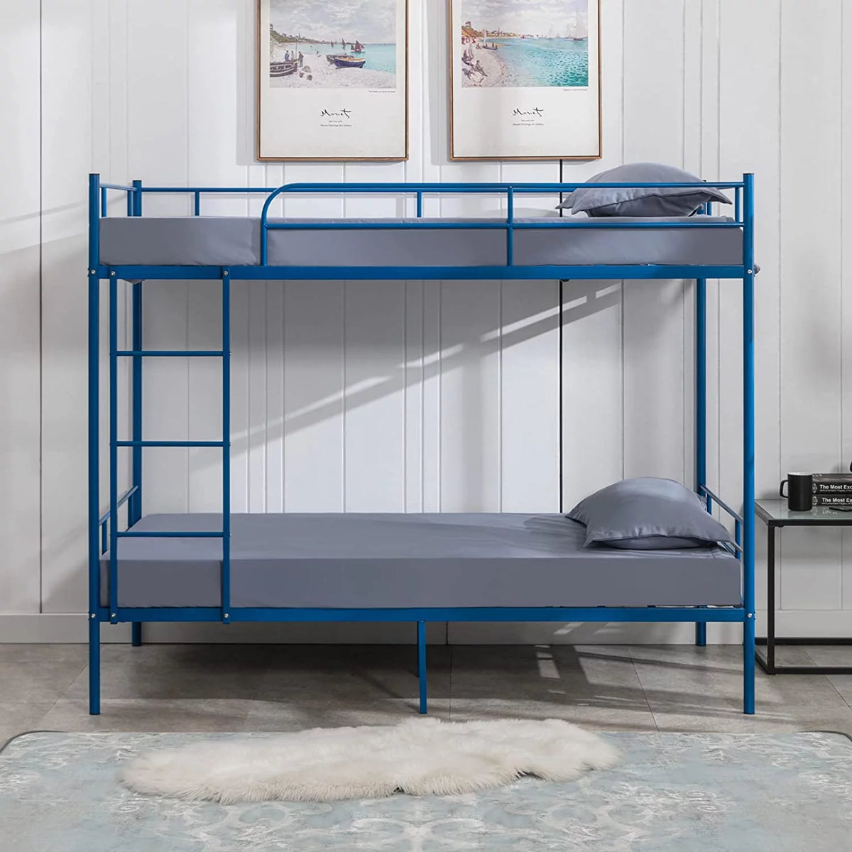 Twin over Twin Bunk Bed with Ladder and Guardrail W892
