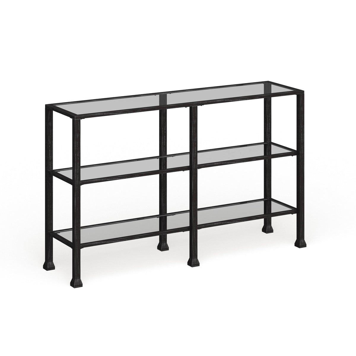 Black Metal and Glass 3-Tier Console Table L787044