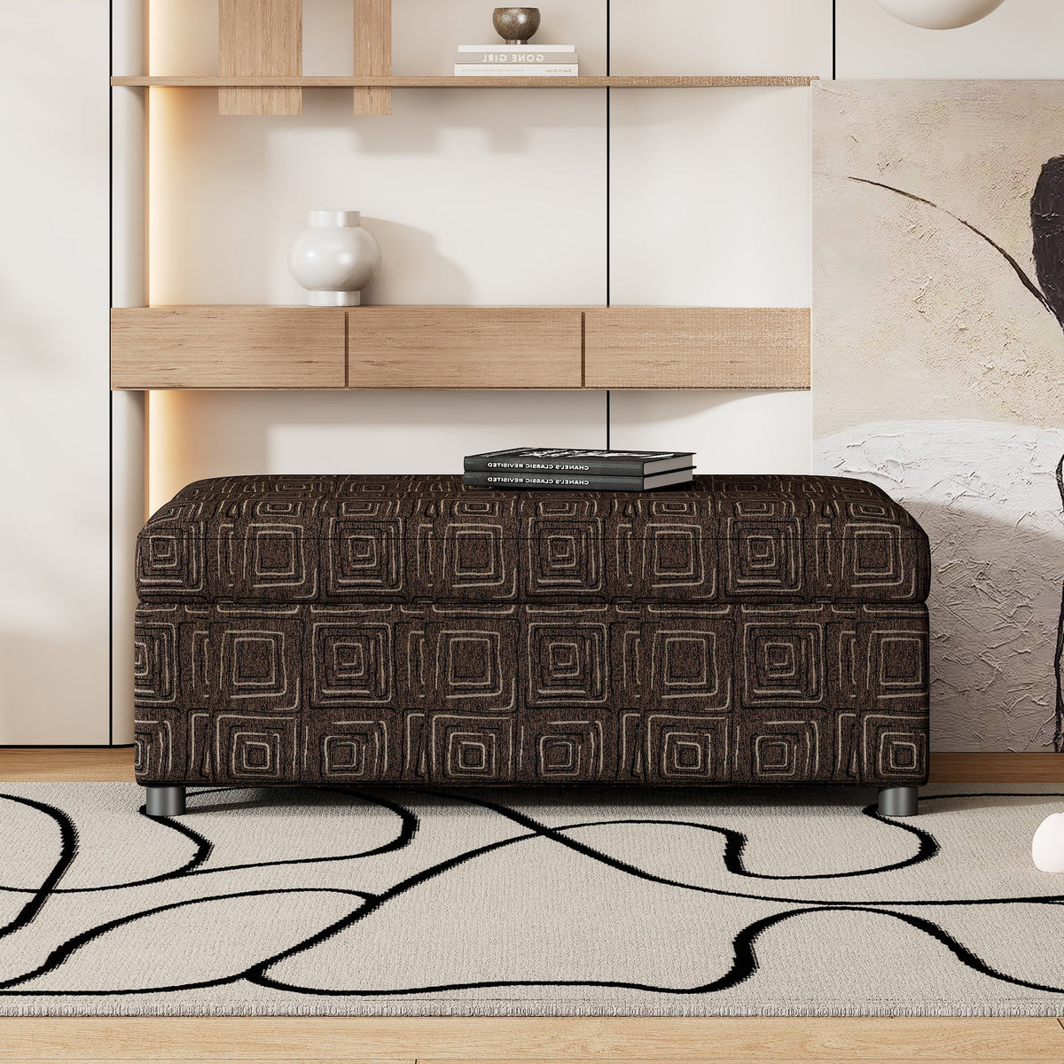 63" Folding Ottoman Sleeper Bed with Mattress, Black & Gray O286