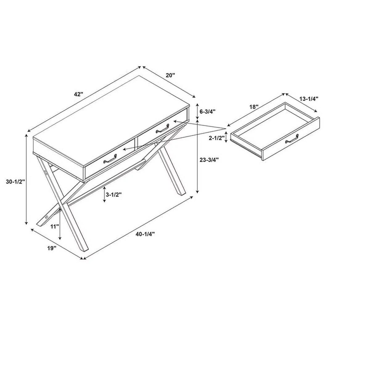 Black 2-Drawer Wood Desk M982