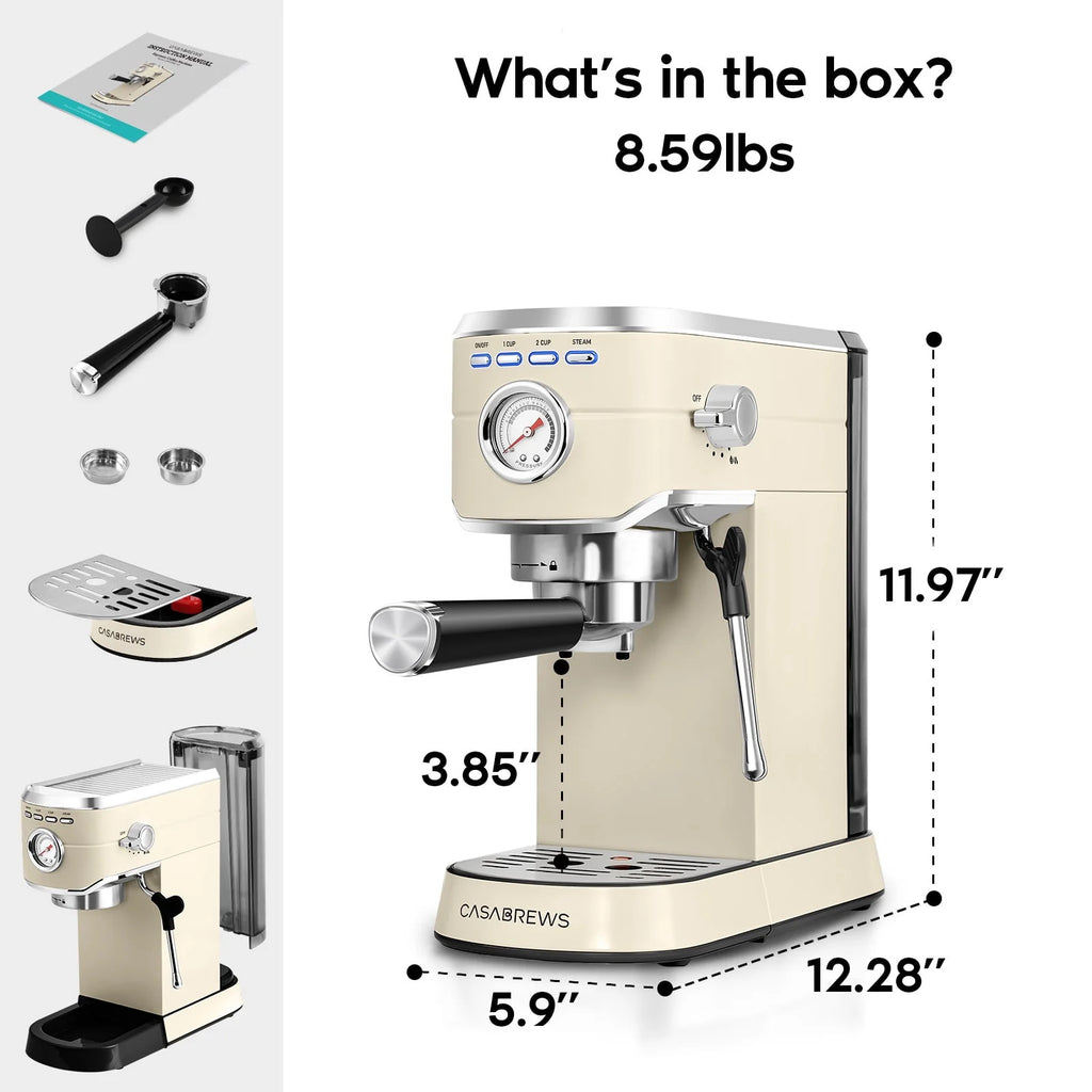 20 Bar Stainless Steel Espresso Machine with Milk Frother G721207